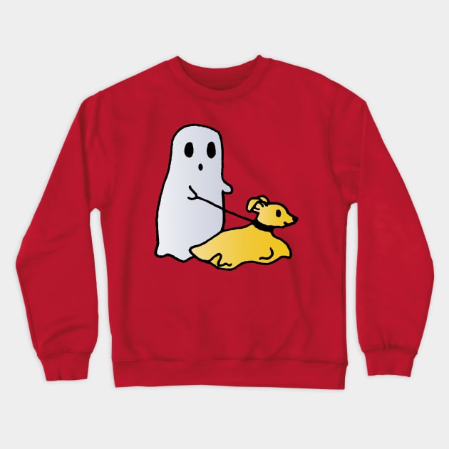 ghost walking dog Crewneck Sweatshirt by lazykitty
